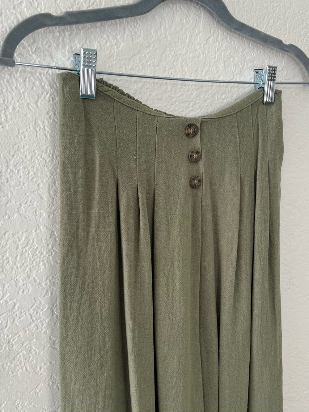 Sienna Sky Light Olive Army Green Wide Leg Pull On Linen Blend Pants Size Medium - Picture 4 of 12